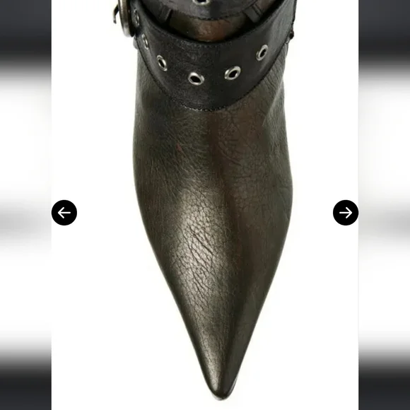 Jeffery Campbell Knee High Seatbelt Boots Brown Distressed Leather Grainy #70 - Picture 5 of 12